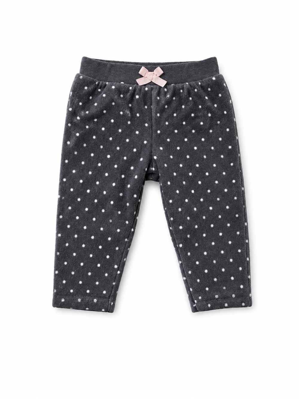 Cozy Polka Dot Fleece Baby Pants - Gray